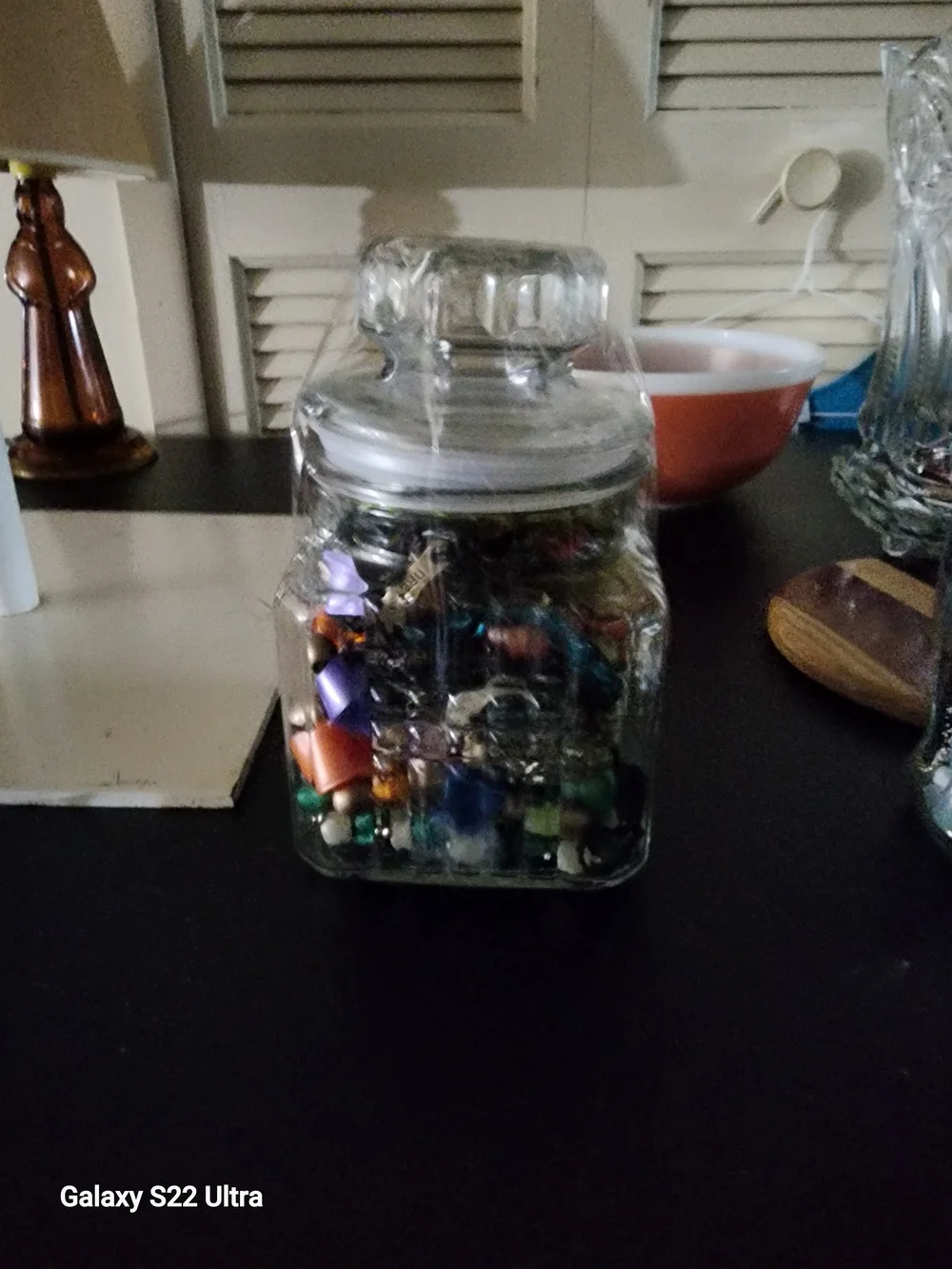 Clear Glass Storage Jar with Lid , Mixed Mystery Jewelry 3 Pounds